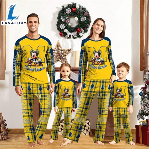 NCAA Mickey Mouse Michigan Wolverines Pajamas Personalized Your Name  Gift For Christmas