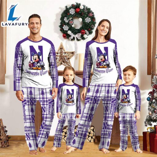 NCAA Mickey Mouse Northwestern Wildcats Pajamas Personalized Your Name  Gift For Christmas