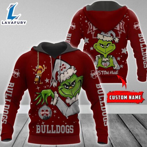 Ncaa Mississippi State Bulldogs Football Team The Grinch Custom Name Hoodie  Gift Christmas