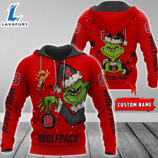 Ncaa Nc State Wolfpack Football Team The Grinch Custom Name Hoodie  Gift Christmas