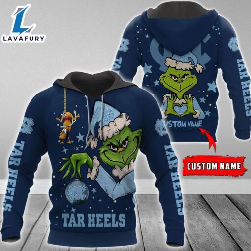 Ncaa North Carolina Tar Heels Football Team The Grinch Custom Name Hoodie  Gift Christmas