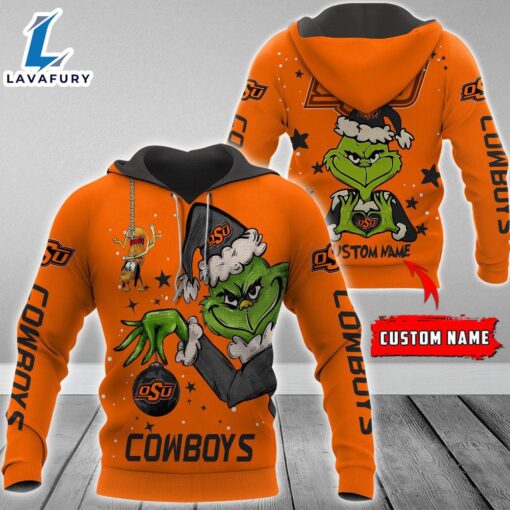 Ncaa Oklahoma State Cowboys Football Team The Grinch Custom Name Hoodie  Gift Christmas