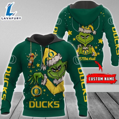 Ncaa Oregon Ducks Football Team The Grinch Custom Name Hoodie  Gift Christmas