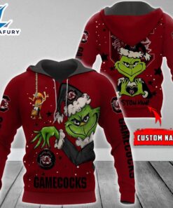 Ncaa South Carolina Gamecocks Football Team The Grinch Custom Name Hoodie  Gift Christmas