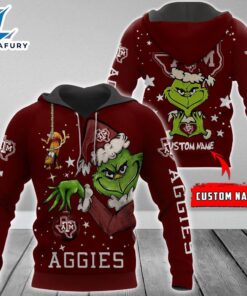 Ncaa Texas A&Ampm Aggies Football Team The Grinch Custom Name Hoodie  Gift Christmas