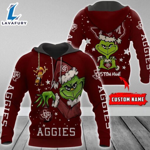 Ncaa Texas A&Ampm Aggies Football Team The Grinch Custom Name Hoodie  Gift Christmas