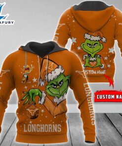 Ncaa Texas Longhorns Football Team The Grinch Custom Name Hoodie  Gift Christmas