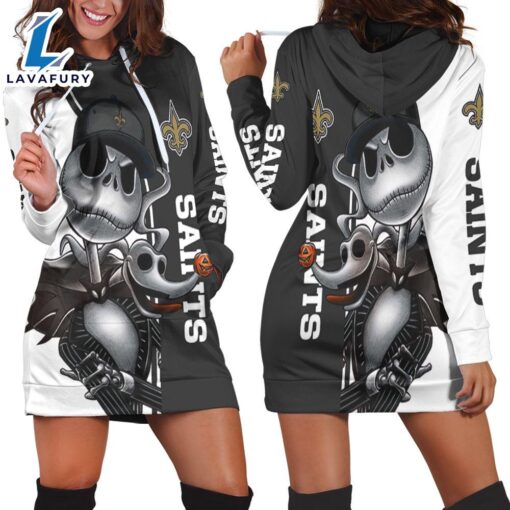 New Orleans Saints Jack Skellington And Zero Hoodie Dress