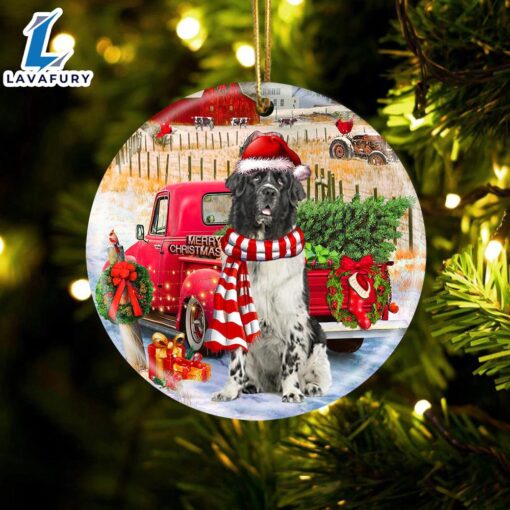 Christmas 2024  Newfounderland With Red Truck Christmas Ornament, Gift For Christmas