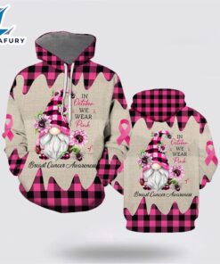 October I Wear Pink Gnome Breast Cancer All Over Print Hoodie