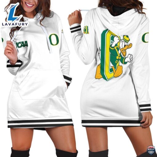 Oregon Ducks NCAA Classic White 3D Hoodie Dress