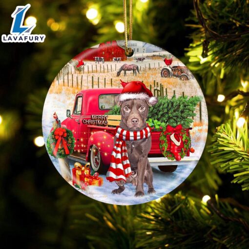 Christmas 2024  Patterdale Terrier With Red Truck Christmas Ornament, Gift For Christmas