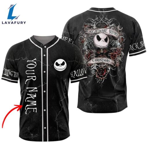 Personalized Jack Skellington Nightmare Halloween Baseball Jersey