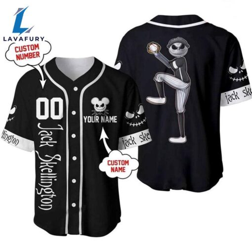 Personalized Jack Skellington Play Ball Black Baseball Jersey