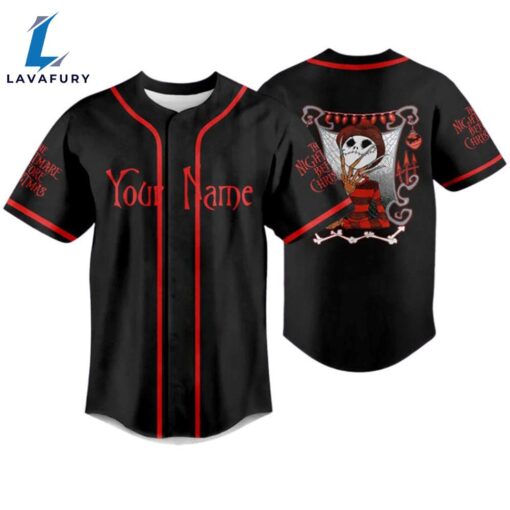 Personalized Jack Skellington Red Black Baseball Jersey