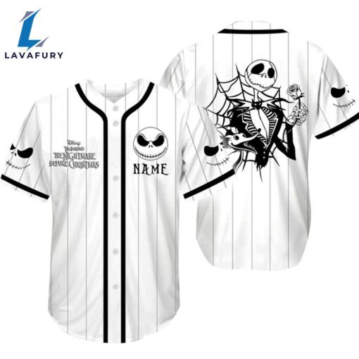 Personalized Jack Skellington Stripe Baseball Jersey