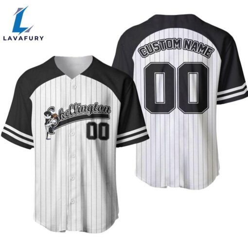 Personalized Jack Skellington Striped Black Baseball Jersey