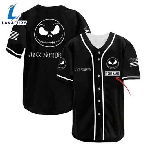 Personalized Jack Skellington USA Flag Baseball Jersey