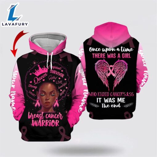 Personalized Name Breast Cancer Warrior All Over Print Hoodie