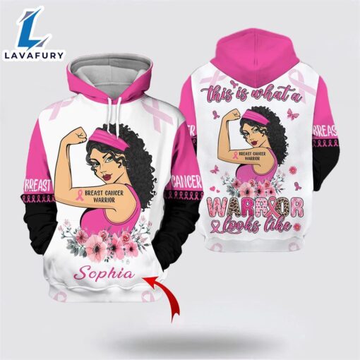 Personalized Name Custom Breast Cancer This Is What A Warrior Looks Like All Over Print Hoodie