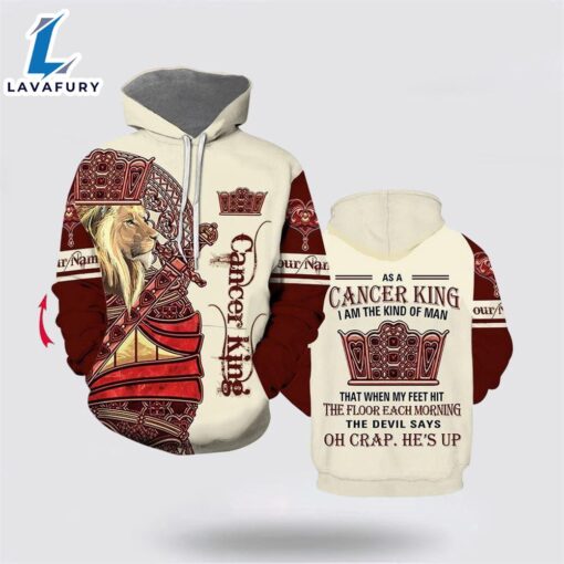 Personalized Name Lion Cancer King All Over Print Hoodie