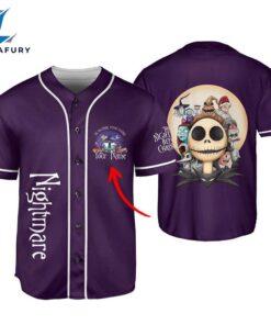 Personalized The Nightmare Before Christmas Purple Baseball Jersey