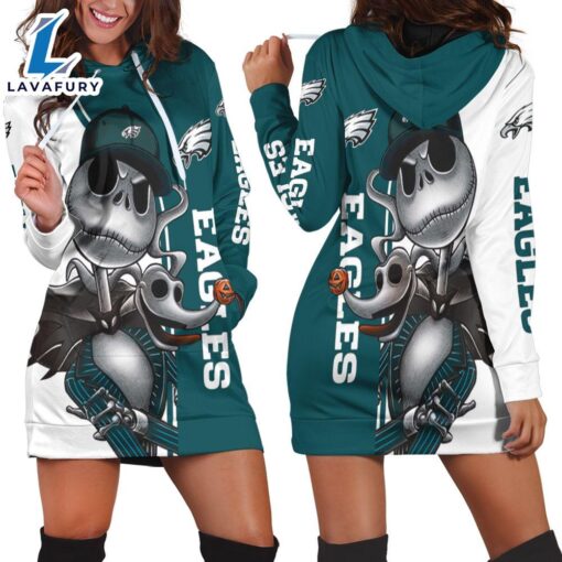 Philadelphia Eagles Jack Skellington And Zero Hoodie Dress