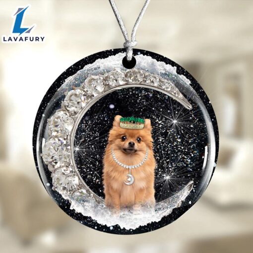 Christmas 2024  Pomeranian With Crown Diamond Ornament, Gift For Christmas