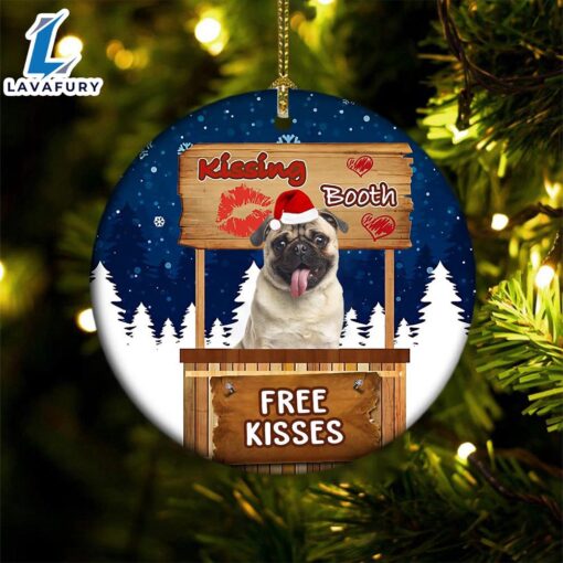 Christmas 2024  Pug Kissing Booth Christmas Ornament, Gift For Christmas