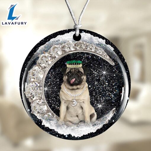 Christmas 2024  Pug With Crown Diamond Ornament, Gift For Christmas