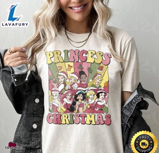 Retro Disney Princess Characters Christmas Shirt  Merry Christmas Shirt