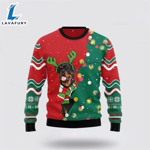 Rottweiler Christmas Tree Ugly Christmas Sweater For Men And Women  Gift Dog Loves