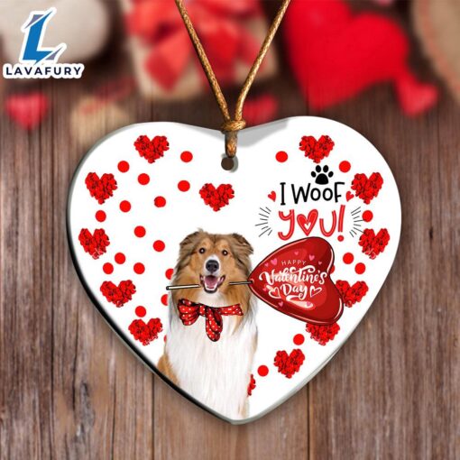 Christmas 2024  Rough Collie Happy Valentine’s Day Ornament, Gift For Christmas