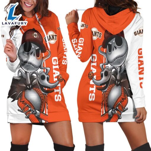 San Francisco Giants Jack Skellington And Zero Hoodie Dress