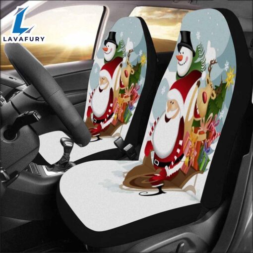 Santa Claus Snowman And Red Nosed Reindeer Car Seat Covers  Car Decor