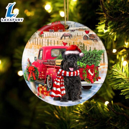 Christmas 2024  Schnauzer With Red Truck Christmas Ornament, Gift For Christmas