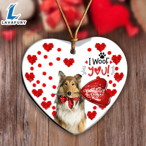 Christmas 2024  Scotch Collie Happy Valentine’s Day Ornament, Gift For Christmas