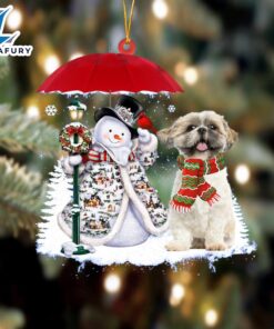 Shih Tzu With Snowman Christmas…