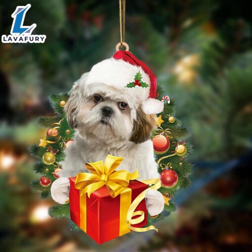 Shih Tzu-Dogs Give Gifts Hanging Ornament, Gift For Christmas Dog Loves