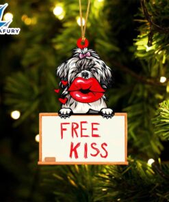 Shih-Tzu Free Kiss Christmas Ornament,…