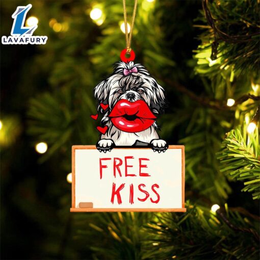 Shih-Tzu Free Kiss Christmas Ornament, Gift For Christmas Dog Loves