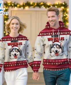 Siberian Husky Dog Merry Woofmas Christmas Sweatshirt & Hoodie   Gift Christmas