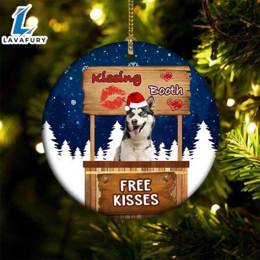 Christmas 2024  Siberian Husky Kissing Booth Christmas Ornament, Gift For Christmas