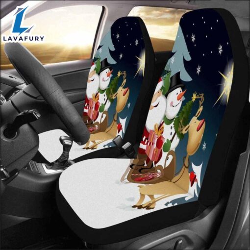 Snowman Santa And Red Nosed Reindeer Car Seat Covers  Car Decor