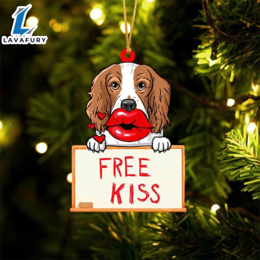 Springer-Spaniel Free Kiss Christmas Ornament, Gift For Christmas Dog Loves