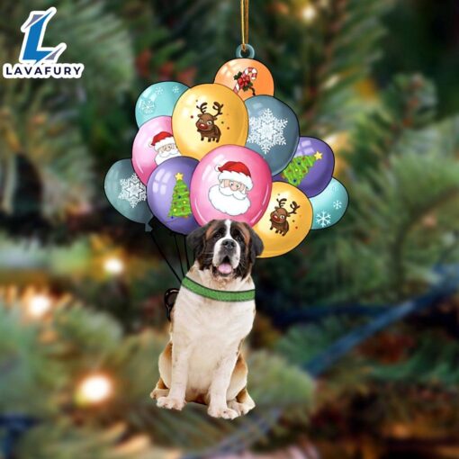 St Bernard With Balloons Christmas Ornament, Gift For Christmas Dog Loves