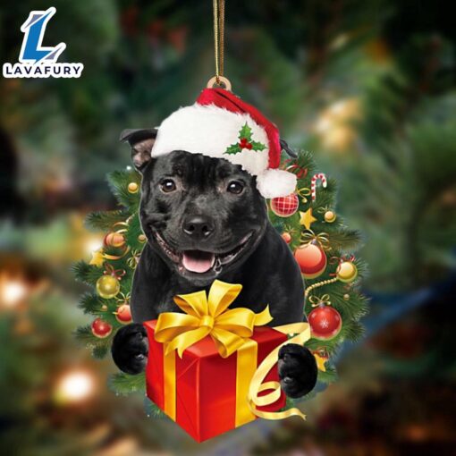 Staffordshire Bull Terrier-Dogs Give Gifts Hanging Ornament, Gift For Christmas Dog Loves