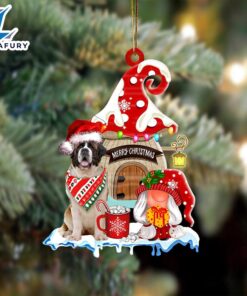 St-Bernard With Mushroom House Christmas…