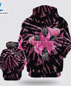 Strength Faith Hope Love Melting Rose Tie Dye Black Pink Hoodie