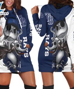 Tampa Bay Rays Jack Skellington And Zero Hoodie Dress